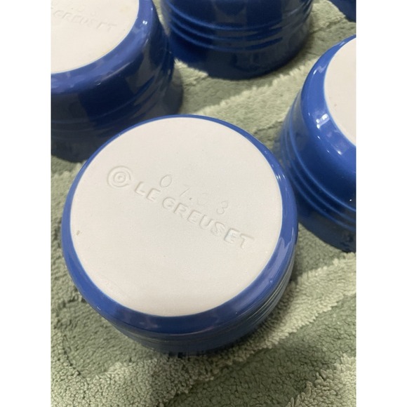 8 Le Creuset Ceramic Stoneware Ramekins Custard Baking Cups Dishes Blue 7 oz - Picture 6 of 11
